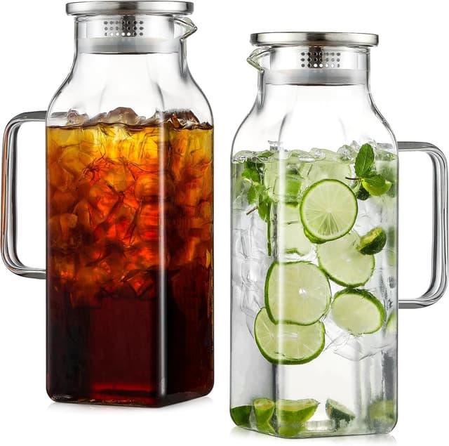 Detalle de Netany 2 Pack 2L Glass Pitcher 🥤