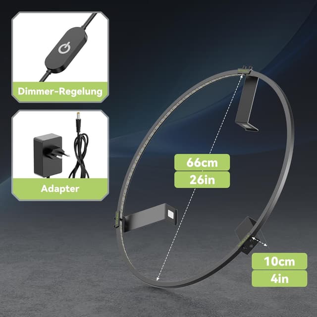 Detalle de STASUN 360° Dart Beleuchtung für Dartscheiben – LED-Lichtring mit Magnetbefestigung, 24 W, 6500 K