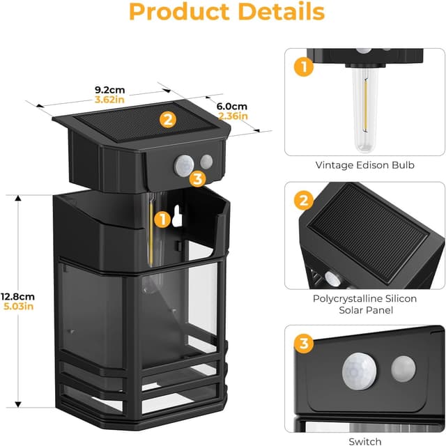 Thumbnail 6 de btfarm Solar Fence Lights 2 Pack, 3 Modes