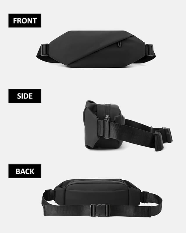 Detalle 2 de TODREMOU Bauchtasche für Herren & Damen – große wasserdichte Sport- und Reise-Bauchtasche aus PU