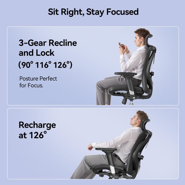 Detalle de SIHOO ergonomic office chair, 3D armrests