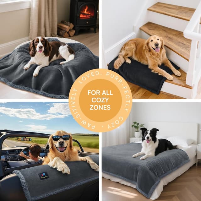 Detalle de luciphia wasserdichte Hundedecke Lichtgrau S (71 × 102 cm) – reversible Decke mit Innen-Schutz