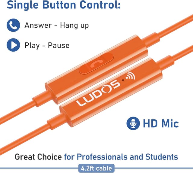 Detalle 2 de LUDOS FEROX In-Ear-Kopfhörer mit Kabel & Mikrofon (3,5-mm-Klinke) – Orange