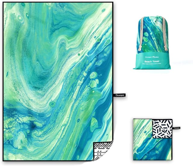 Detalle de OCOOPA Serviette de plage en microfibre 200 x 145 cm, séchage rapide et anti-sable