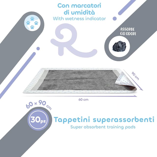 Detalle de Record Hygienematten Absorbipiù Einweg-Hundeschläfer mit Aktivkohle (60x90 cm) – extra saugfähig, geruchsdicht, 30 Stück