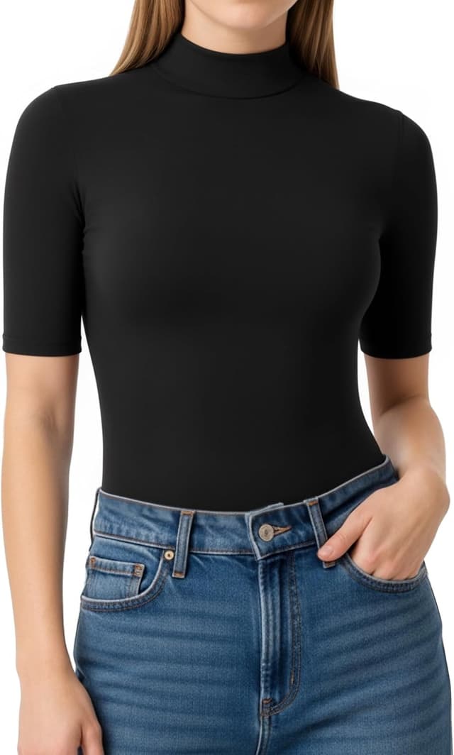 Thumbnail 6 de ALGALAROUND Women’s 1/2 Sleeve Turtle Neck Fitted T-Shirt (Rayon & Spandex)