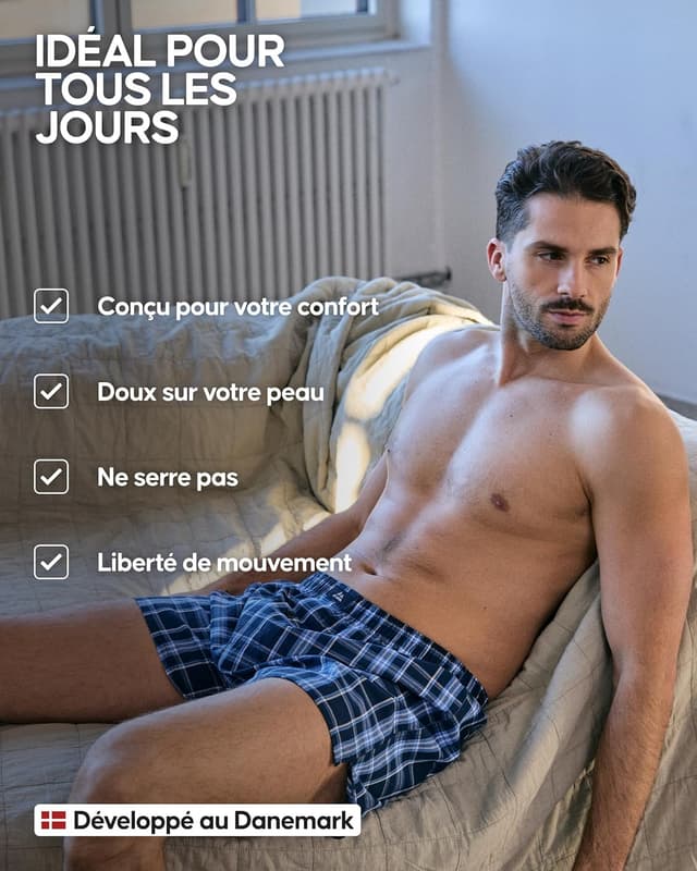 Detalle 1 de DANISH ENDURANCE Boxers Tissés 100% Coton Bio lot 4
