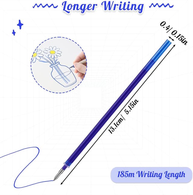 Detalle de Thboxes 16 Radierbare Ersatzminen 0,7 mm – blaue Gelstifte-Nachfüllminen