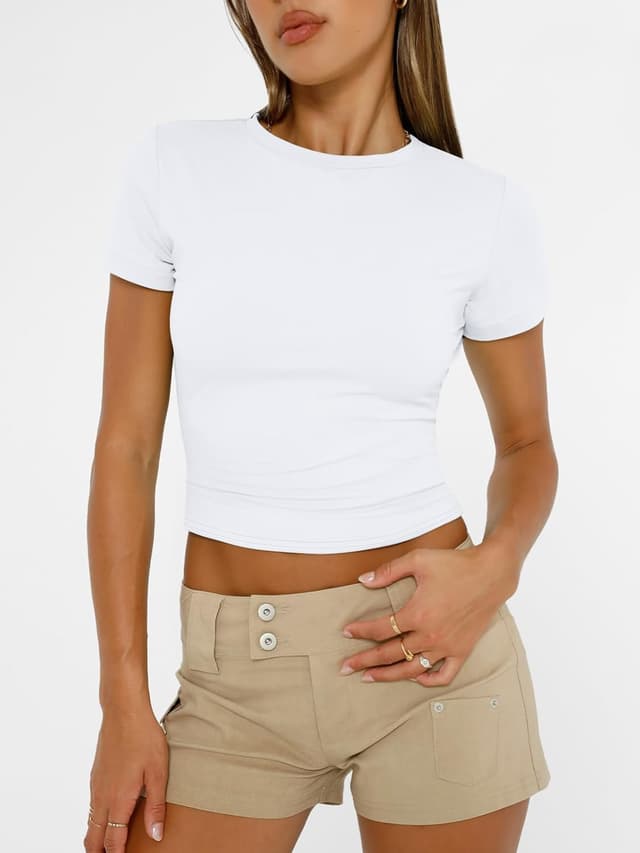 Detalle 2 de Trendy Queen Short Sleeve Crop Top 88% Polyester