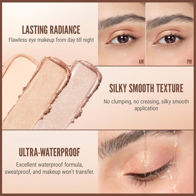 Detalle de Set Exmiloo de 3 fards à paupières en stick waterproof (fini mat & nacré) Soft Glow