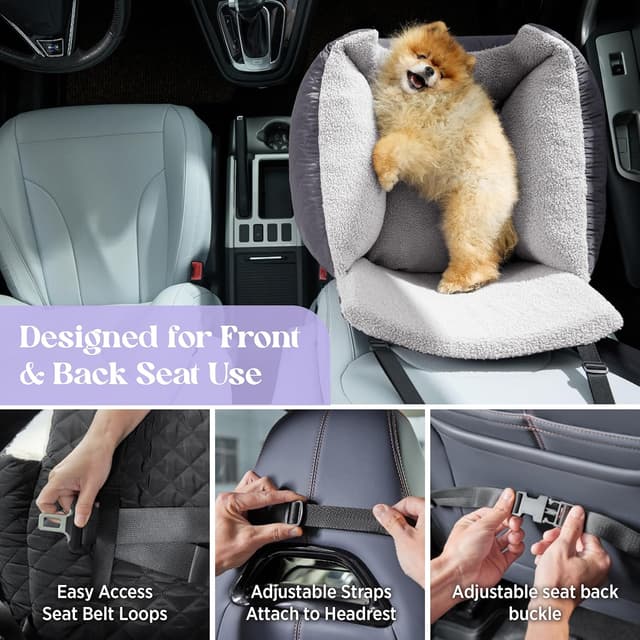 Detalle de Lesure Hundeautositz für kleine Hunde (bis 15 kg) – wasserdichter Sitz für Vorder- oder Rückbank, dunkelgrau