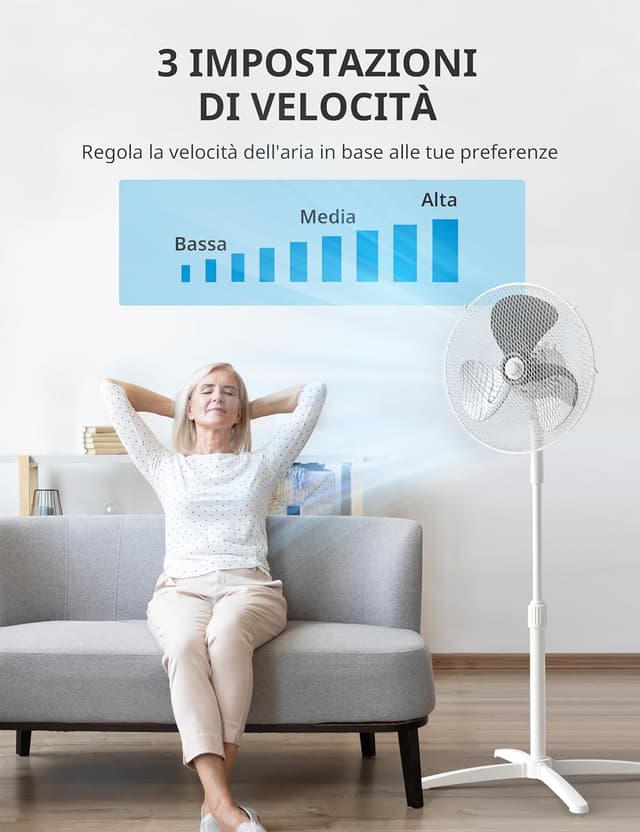 Detalle de COMFEE' CFS40PW00A2 ventilatore a piantana da 40W con 3 velocità e oscillazione 90°