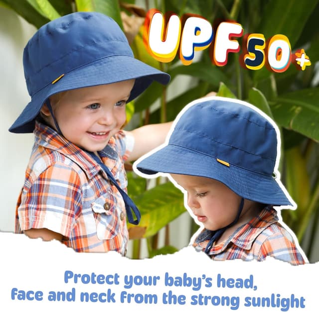 Detalle de FURTALK Kinder-Sonnenhut mit UV-Schutz, verstellbar & faltbar – Bucket Hat mit breiter Krempe