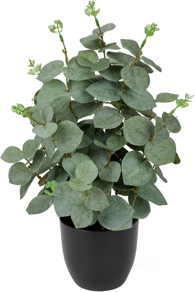Detalle de Oairse artificial eucalyptus plant in black pot (36cm) for home decor