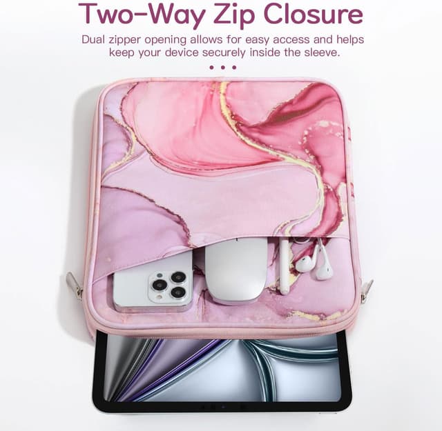 Detalle de Dadanism 13" Tablet-Tasche mit Schultergurt & Griff für 13-Zoll-Geräte – Trübes Rosa