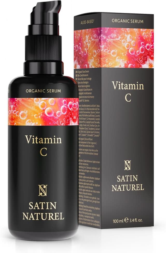 Detalle de Satin Naturel Sérum Vitamine C Bio 100 ml – anti-taches visage, hydratant et repulpant à l’acide hyaluronique