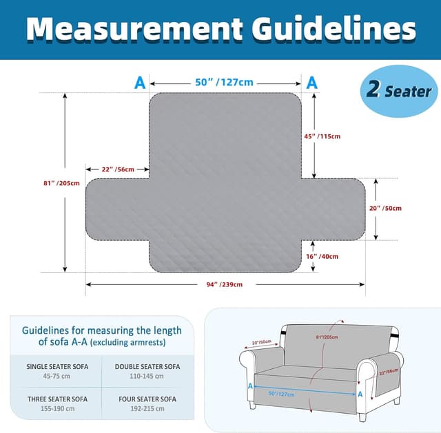 Detalle 2 de Jaotto Copridivano Impermeabile 2 posti con braccioli, trapuntato e con tasche laterali