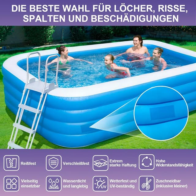 Detalle de Kit de réparation Edonkvi pour piscine liner et PVC : rustine sous l’eau 10 cm x 300 cm
