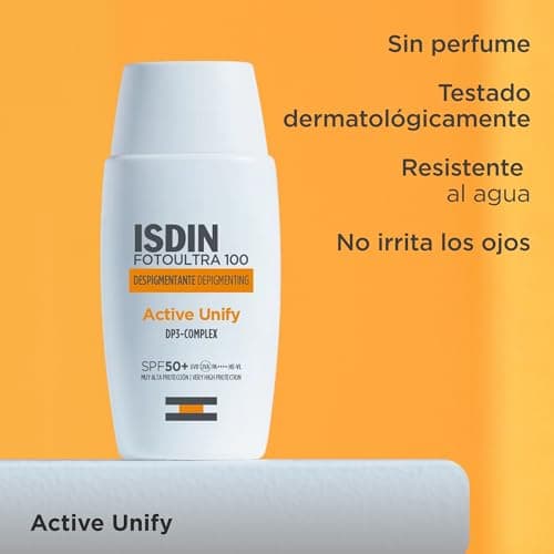 Detalle de ISDIN Fotoultra 100 Active Unify SPF 50+ crema fluida triple acción despigmentante (50 ml)