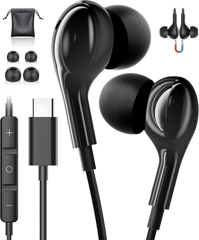 Detalle de Samsung Galaxy S24 USB C headphones with mic