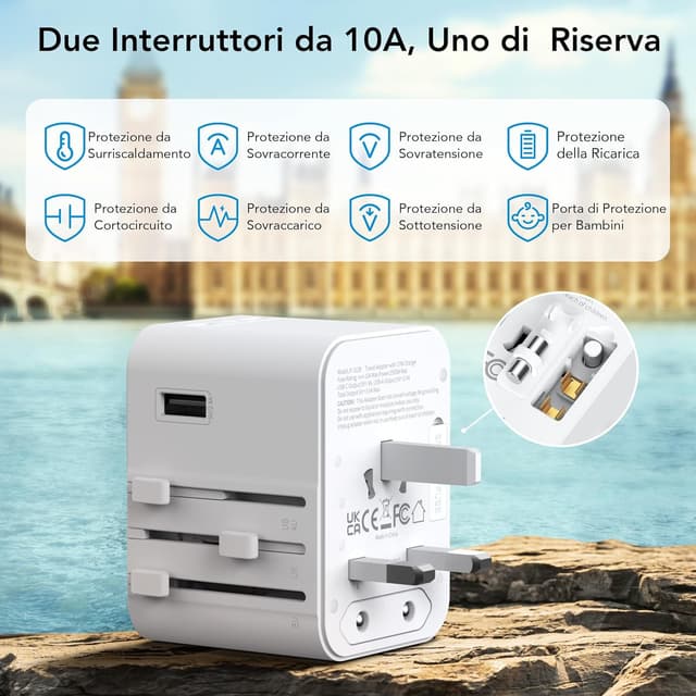 Detalle 2 de Adattatore universale da viaggio 2.500 W