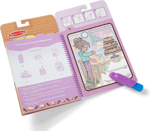 Detalle de Melissa & Doug Scented Water Wow – Blocco attività riutilizzabile da colorare con acqua, formato viaggio “Dolcetti”