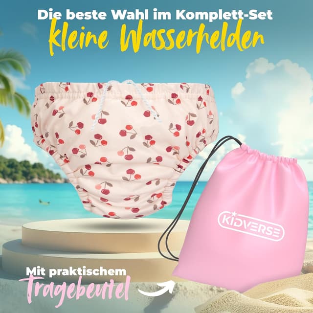 Detalle de KIDVERSE Schwimmwindel Baby Badehose (6–12 Monate) – wiederverwendbar, hautfreundlich & mit Tragetasche
