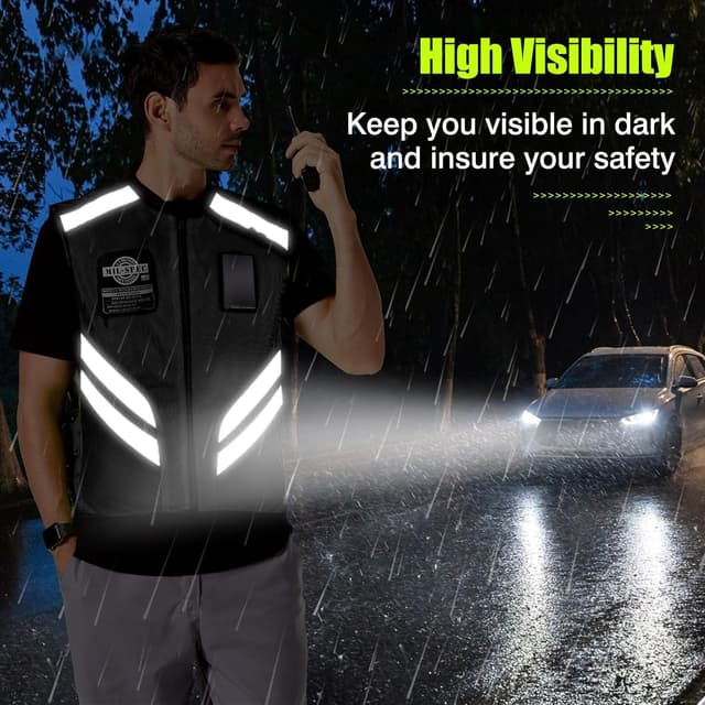 Detalle de LVNRIDS Motorcycle Safety Reflective Vest – fluorescent green, sleeveless protective riding layer
