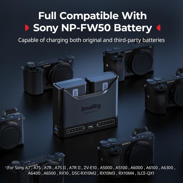 Detalle 2 de SmallRig NP-FW50 Kit batteries + chargeur double USB-C (2 emplacements)