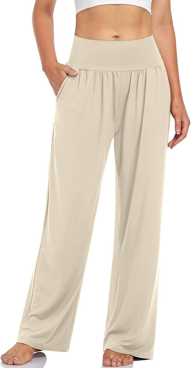 Thumbnail 6 de UEU Women’s Casual Loose Wide Leg Cozy Pants Yoga Sweatpants with Pockets (High Waisted)