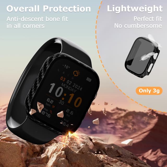 Detalle de LINTEKER Privacy Screen Protector Case for Apple Watch Series 9/8/7 (41mm) – Anti-Peeping 2-Pack, Carbon Fibre