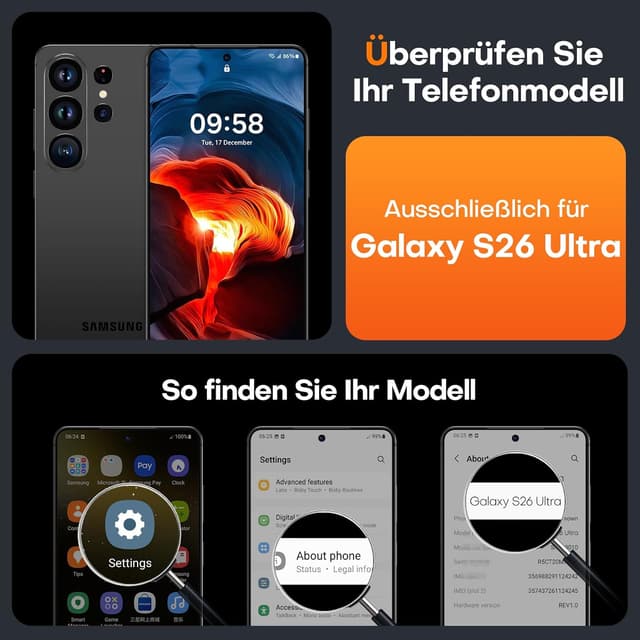 Detalle 2 de LϟK Displayschutz für Samsung Galaxy S26 Ultra 2er Set