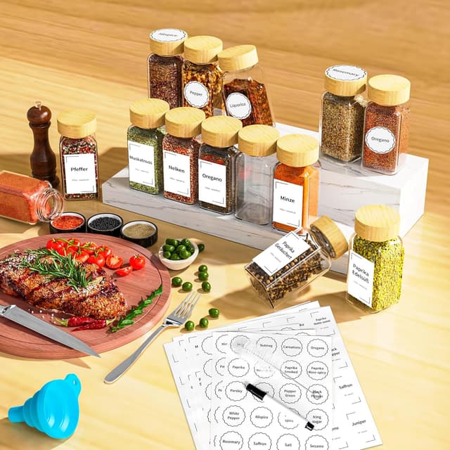 Detalle 2 de DIFULI 24 Gewürzgläser Set für Vorrat