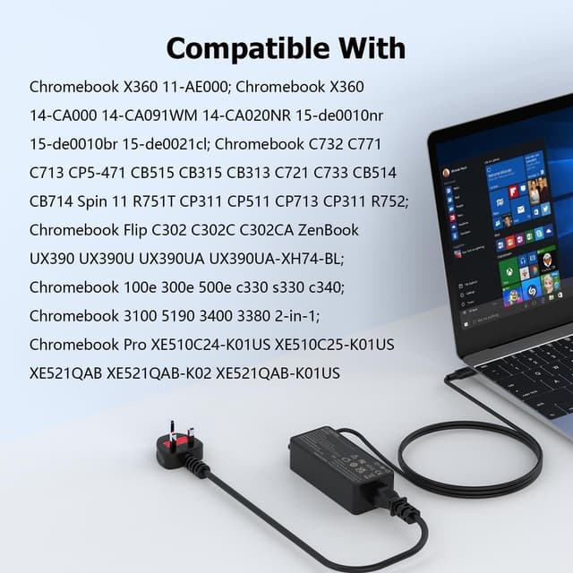 Detalle 2 de 45W USB C Laptop Charger for Chromebook