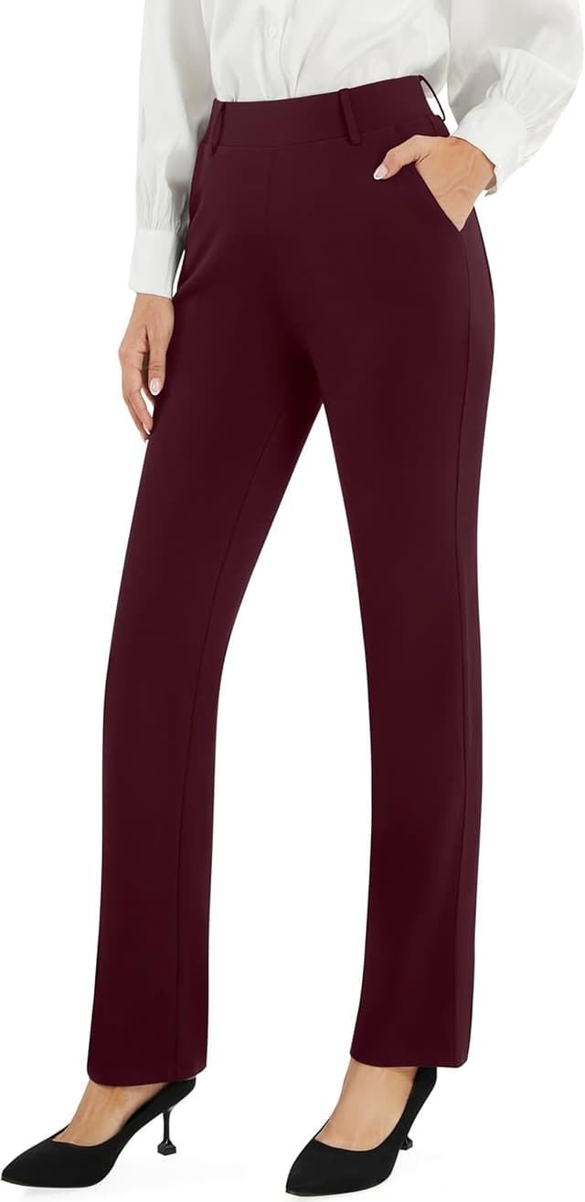 Detalle de AFITNE Straight Leg Trousers with Pockets for Women (pull-on workwear), available in 29/31/33 inch lengths