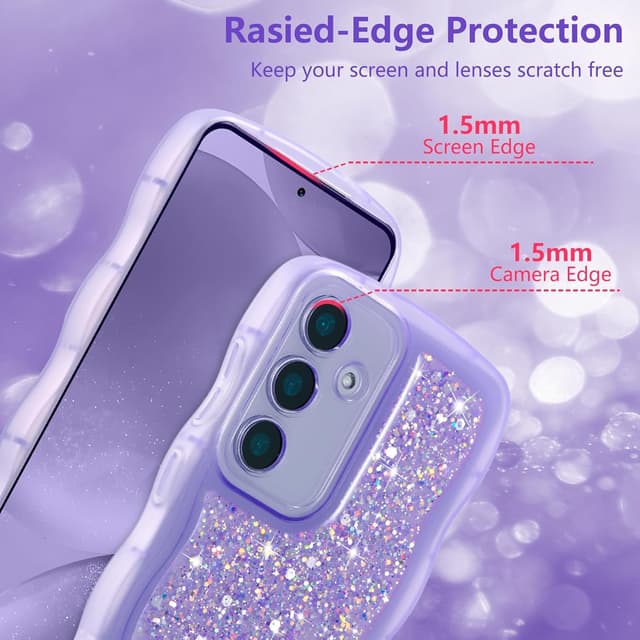 Detalle 2 de ZTOFERA Galaxy A17 5G Case (6.7-inch) — Glitter Curly Wavy TPU Protective Cover, Purple