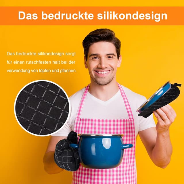 Thumbnail 2 de Clocness Topflappen Handschuh 4er Set bis 250°C