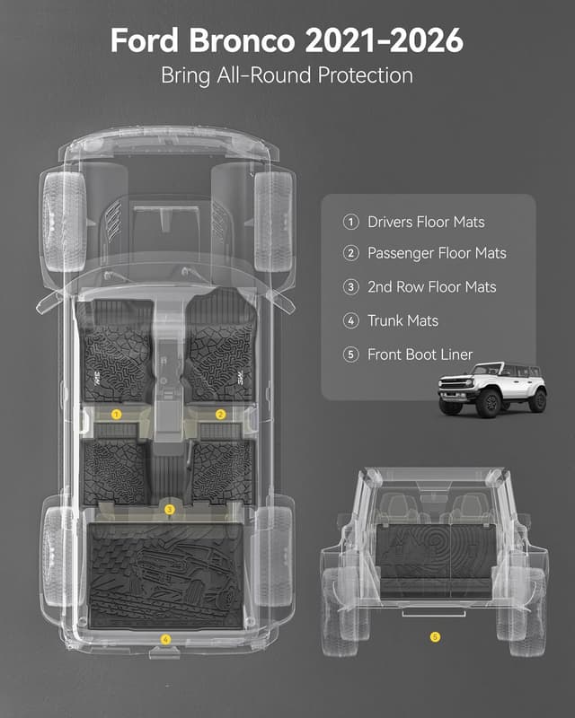 Thumbnail 4 de 3W Floor Liners for Ford Bronco 4-Door
