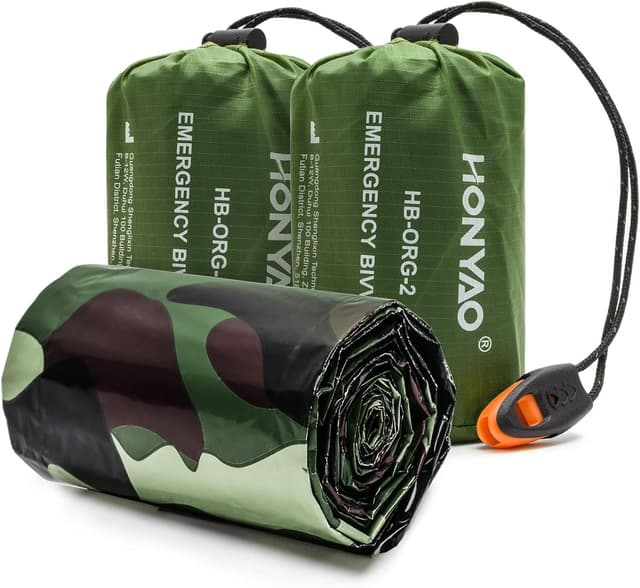 Detalle de HONYAO Emergency Bivvy Bag (2 Pack) – waterproof survival sleeping bivy shelter
