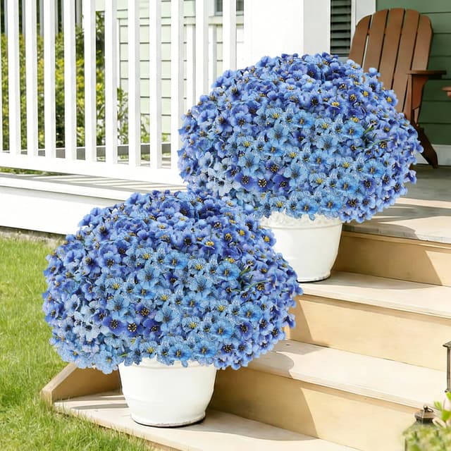 Detalle de 22-Pack UV-Resistant Outdoor Artificial Flowers (Blue) with PE Plastic Stems