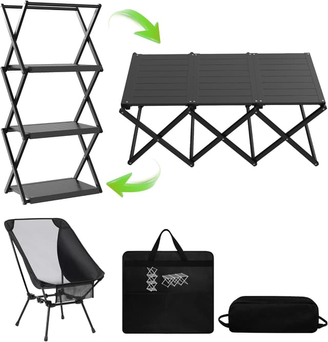 Imagen de Hsundries 2 in 1 Aluminum Folding Camping Table with Chair — Portable Set 🎪 en OfertitasTOP