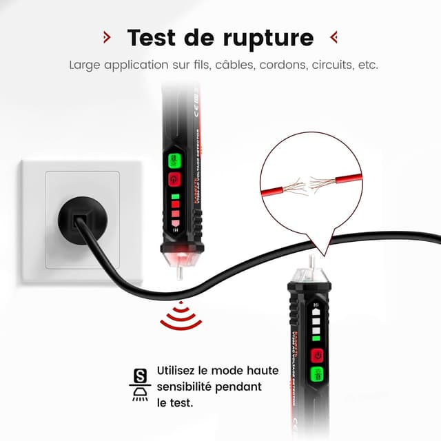 Detalle de KAIWEETS VT200 Détecteur de tension 48–1000V
