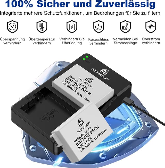 Thumbnail 3 de Homesuit LP-E8 Akku 1800mAh für Canon EOS Rebel