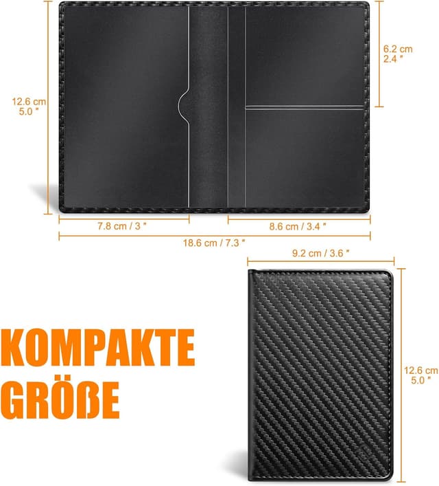 Detalle 2 de FINTIE KFZ Fahrzeugschein Hülle & Versicherungshalter mit Magnetverschluss – Kartenetui aus Kunstleder (Carbonfaser Schwarz)