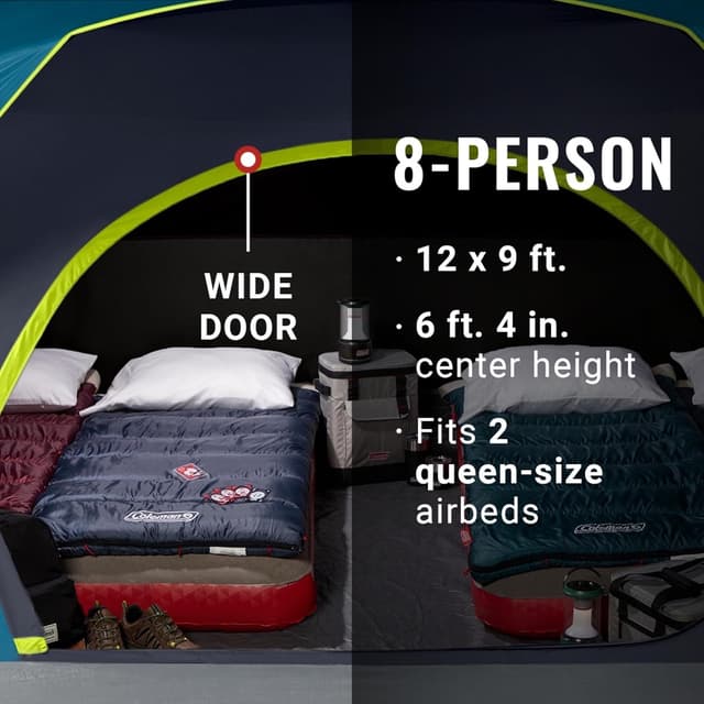 Detalle 2 de Coleman Skydome Dark Room Tent (4/6/8/10 Person) with Rainfly, 5-Minute Setup