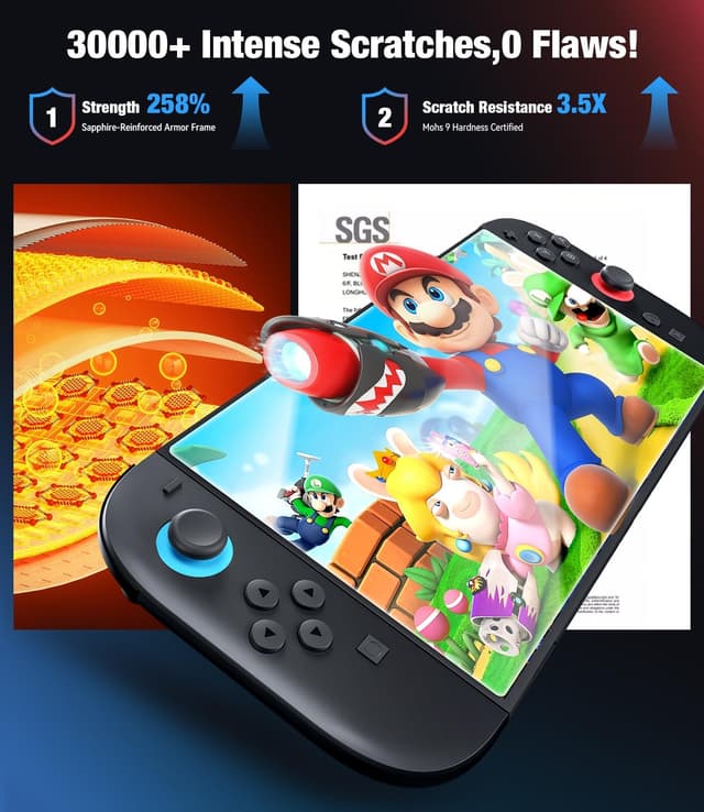 Detalle de Hoerrye Schutzfolie aus Panzerglas für Nintendo Switch 2 (HD klar, 2 Stück) – 7,9 Zoll, blasenarme Montage