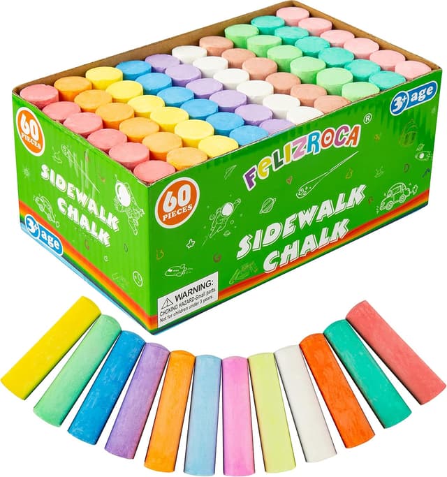 Detalle de FELIZROCA 60-piece giant pavement chalk set for children (10 jumbo chalk colours)