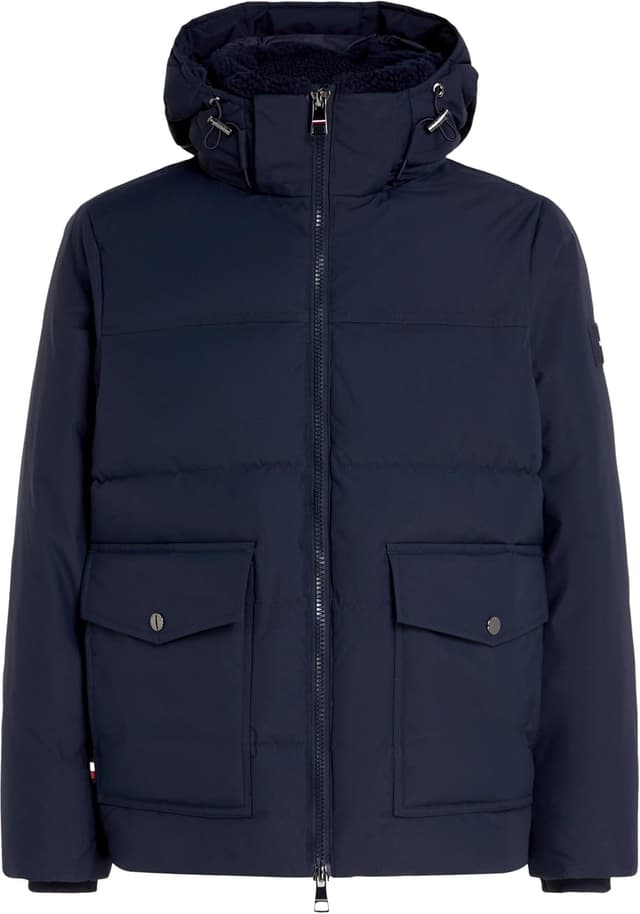 Detalle 1 de Tommy Hilfiger Men’s Rockie Utility Hooded Jacket MW0MW37125 (pack of 1) — zip-up quilted jacket with non-detachable hood