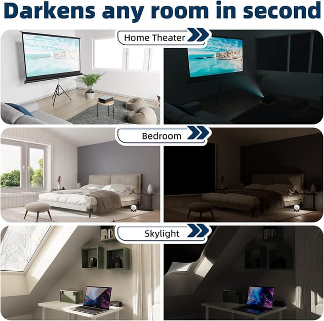 Detalle 2 de NIGHTON Portable Blackout Curtains 40"×59" with Strong Hook-and-Loop Strips (Cuttable, 100% Blackout) — Black