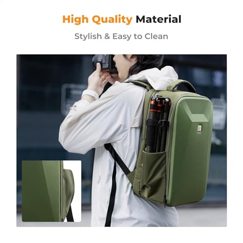 Detalle 2 de K&F CONCEPT mochila para cámara impermeable y rígida con compartimento para portátil de 16” (verde)